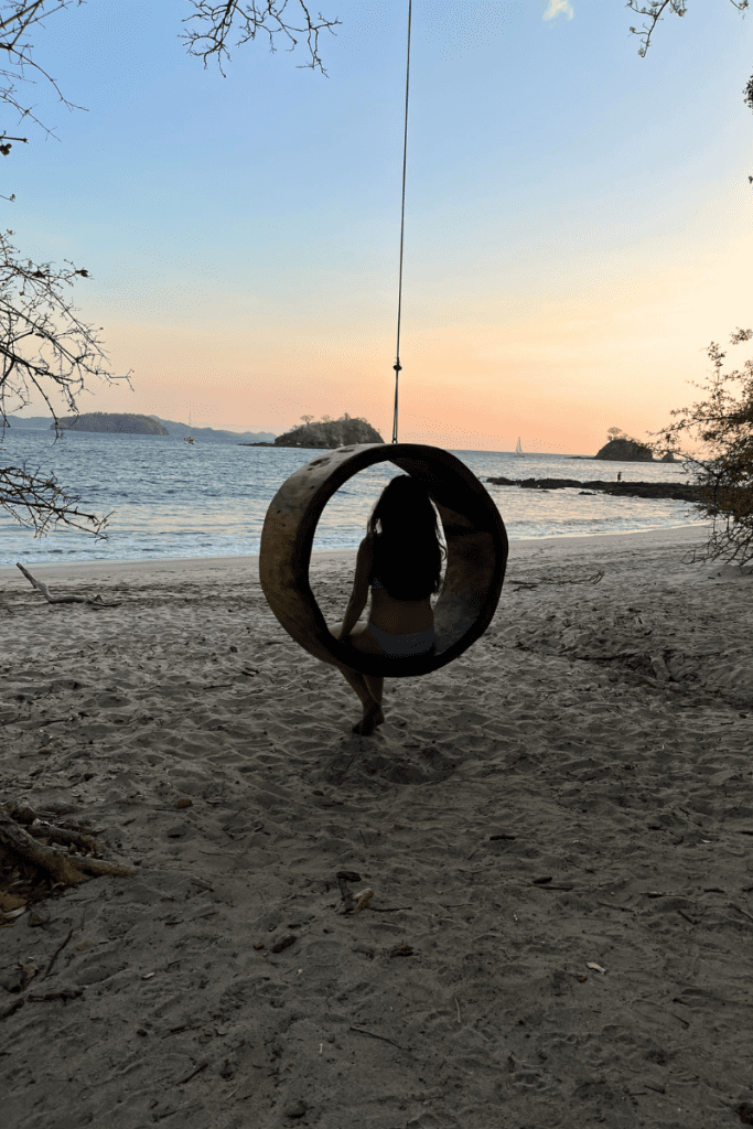 The trail to Playa Dantita leads to this beautiful wooden swing on the beach! The perfect spot to watch the sunset.