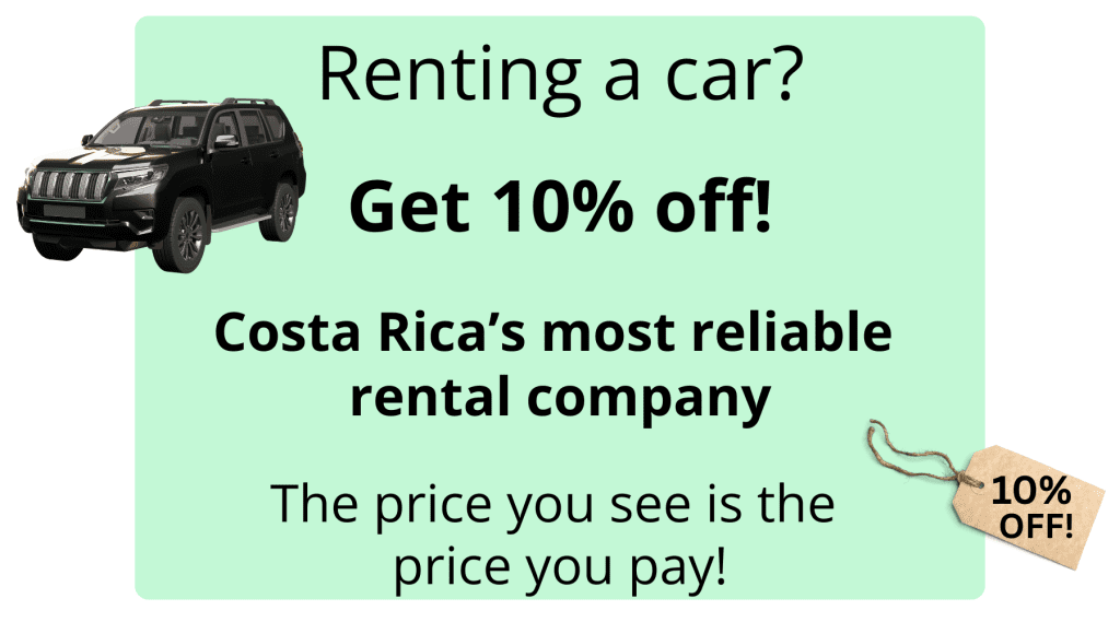 10% off your rental car in Costa Rica with Costa Rica's most reliable rental company!